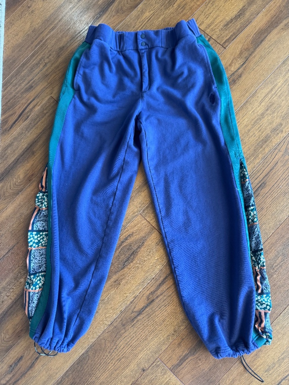 Free People Movement Navy Floral Side Panel Joggers Large - Picture 1 of 14